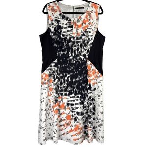 TAHARI Dress Women's 16 Abstract Print Sheath‎ Sleeveless Modern Chic